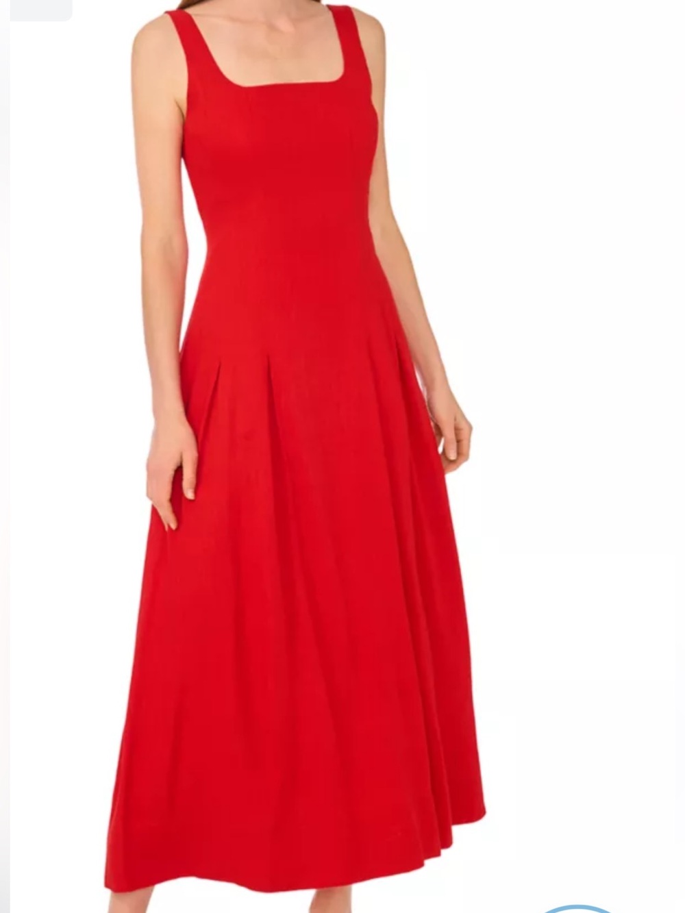 ♥️ Ted Baker Linen Blend Scarlet Square-Neck Midi Dress - Picture 4 of 5